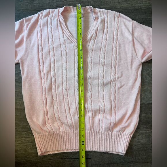 Brookes Brothers Pink Cable Knit Super Soft Combed Cotton V-Neck Sweater XL - Picture 8 of 11